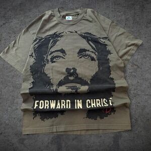 Vintage 2000's "Forward In Christ" Jesus Parody T-Shirt Size L Y2K Retro Skate